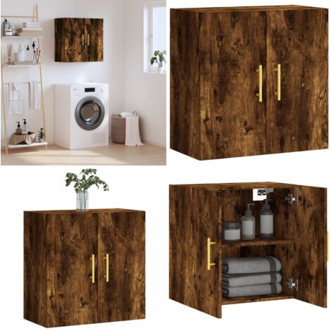 Armario de pared madera de ingeniería roble ahumado 60x31x60 cm - Armario de madera - Armario de roble