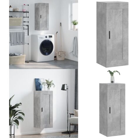 Armario de pared madera ingeniería gris hormigón 34,5x34x90 cm - Armario de madera - Armario de almacenamiento