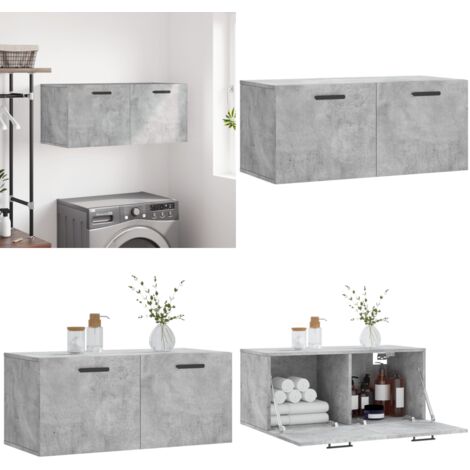 Armario de pared madera ingeniería gris hormigón 80x36,5x35 cm - Armario de madera - Armario de pared gris hormigón
