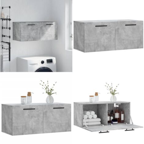 Armario de pared madera ingeniería gris hormigón 80x36,5x35 cm - Armario de madera - Armario de pared gris hormigón