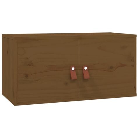 Armario de baño para pared madera maciza de nogal 42x23x60 cm