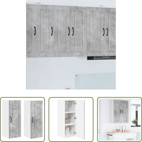 Armario de pared -  Mueble de Cocina con puerta 2 pcs Gris Concreto 30 x 31 x 80 cm