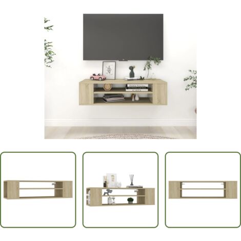 Armario de pared -  Mueble de TV colgante contrachapada roble Sonoma 100x30x26,5 cm