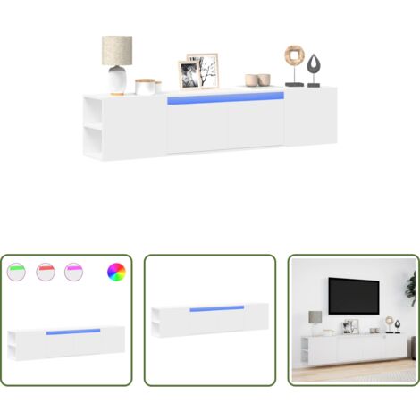 Armario de pared -  Mueble de TV de pared con luz LED blanco 180x31x39,5 cm