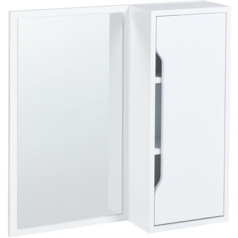 Armario de pared para baño con espejo 60 x 60 cm MDP almacenaje estilo escandinavo blanco Palmas