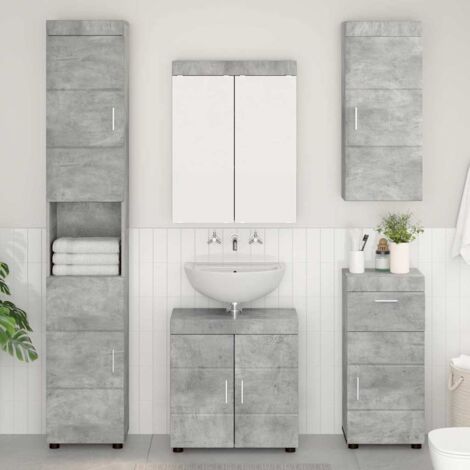 Armario de pared para baño con estante TULUM Gris Concreto