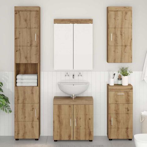 Armario de pared para baño con estante TULUM Roble artesanal