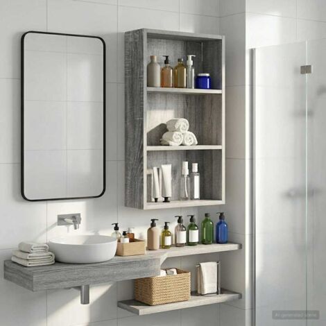 Armario de pared para baño Gris 40 x 14 x 70 cm