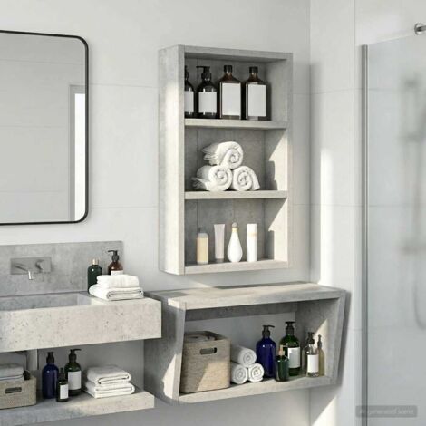 Armario de pared para baño Gris Concreto 30 x 10 x 50 cm