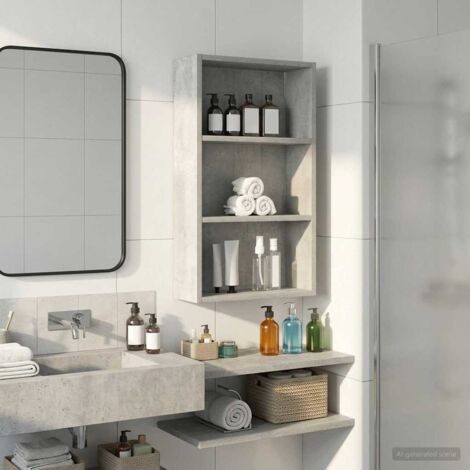 Armario de pared para baño Gris Concreto 40 x 14 x 70 cm