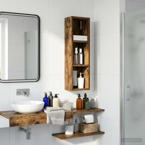 Armario de pared para baño Roble Ahumado 20 x 14 x 70 cm