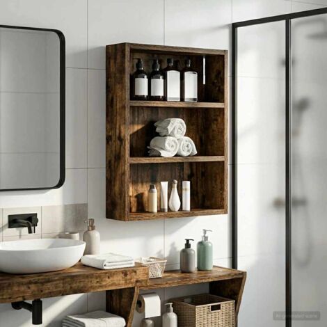 Armario de pared para baño Roble Ahumado 40 x 10 x 50 cm