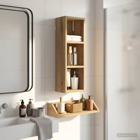 Armario de pared para baño Roble Artesanal 20 x 16 x 62,5 cm