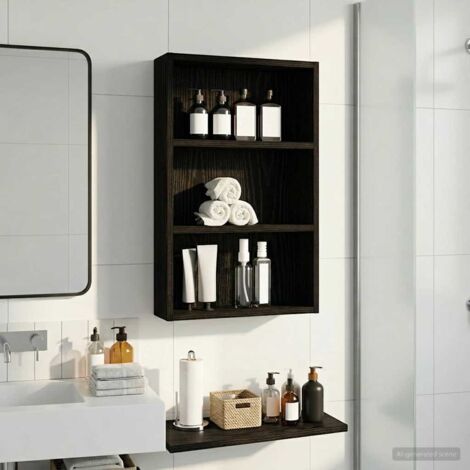 Armario de pared para baño Roble Negro 40 x 10 x 60,5 cm