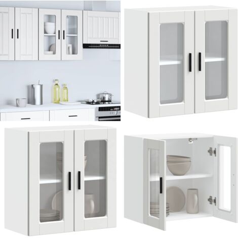 Armario de pared para cocina con puerta de cristal Porto blanco - Armario de pared - Armario de cocina con puerta de cristal