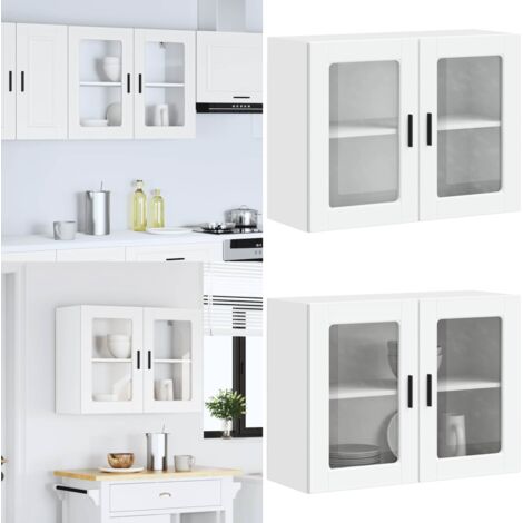 Armario de pared para cocina con puerta de cristal Porto blanco - Armario de pared - Cocina organizada