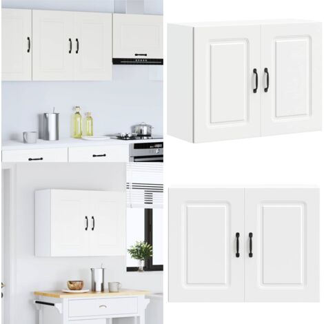 Armario de pared para cocina Kalmar madera de ingeniería blanca - Armario pared cocina - Almacenamiento cocina