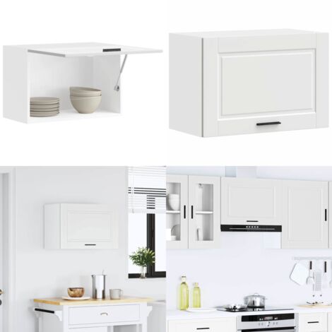 Armario de pared para cocina Porto madera de ingeniería blanca - Armario de pared - Almacenamiento de cocina