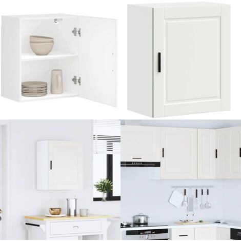 Armario de pared para cocina Porto madera de ingeniería blanca - Armario de pared - Almacenamiento de cocina