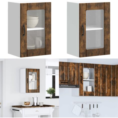 Armario de pared para cocina puerta cristal Lucca roble ahumado - Armario de pared - Cocina