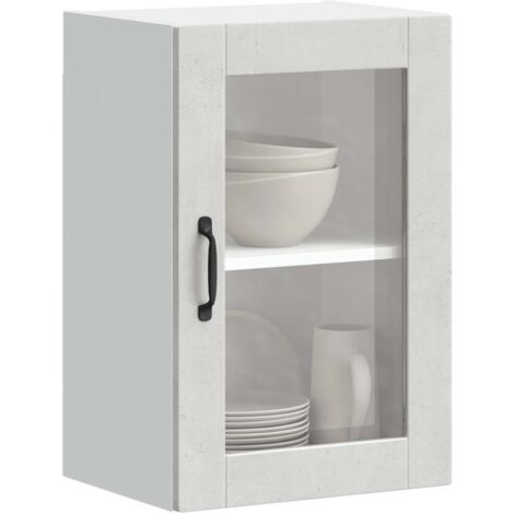 Armario de pared para cocina puerta cristal Porto gris hormigón