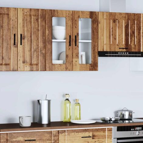 Armario de pared para cocina puerta cristal Porto madera vieja