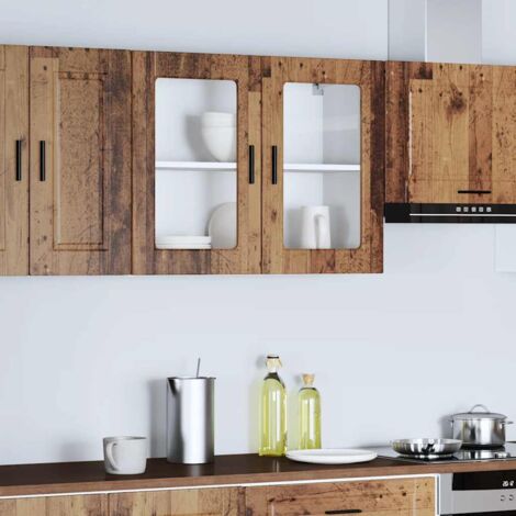 Armario de pared para cocina puerta cristal Porto madera vieja