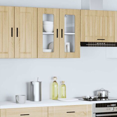 Armario de pared para cocina puerta cristal Porto roble