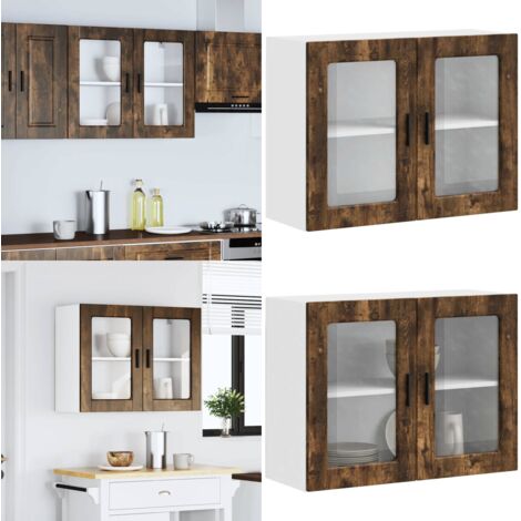 Armario de pared para cocina puerta cristal Porto roble ahumado - Armario de pared - Cocina