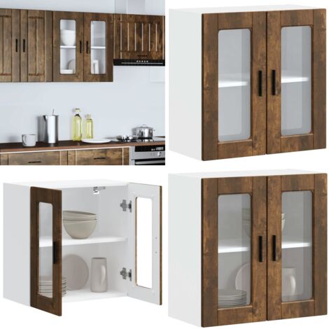 Armario de pared para cocina puerta cristal Porto roble ahumado - Armario de pared - Cocina