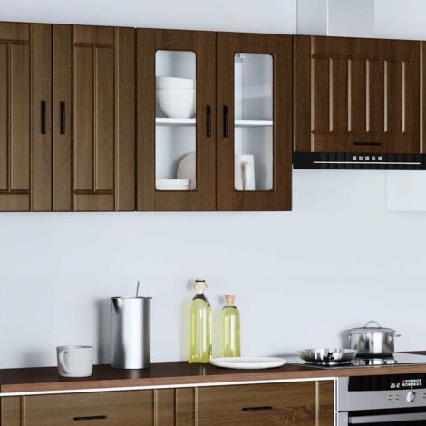 Armario de pared para cocina puerta cristal Porto roble marrón