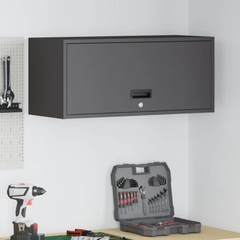 Armario de pared para el garaje Negro 80 x 33 x 35 cm