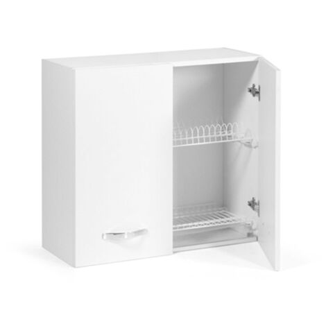 Armario de pared para escurridor de platos Fresno Blanco Cm 80x32xH 72 con 2 puertas
