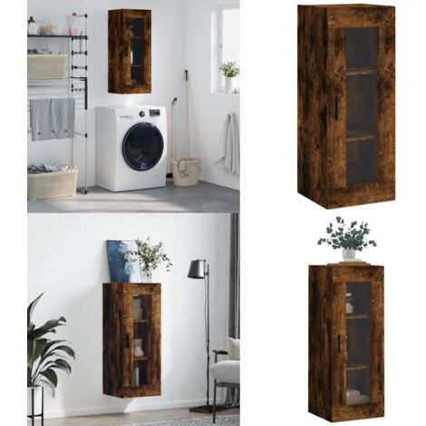 Armario de pared roble ahumado 34,5x34x90 cm - Armario de madera - Armario de pared roble