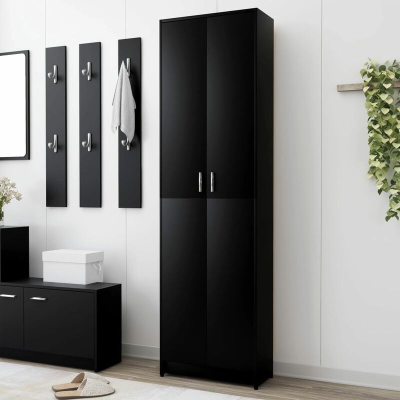 

Armario de pasillo de aglomerado negro 55x25x189 cm