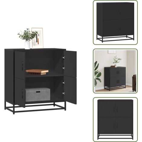 Armario de pasillo - vidaXL Aparador de madera de ingeniería negro 68x35x76 cm - Armario de cocina