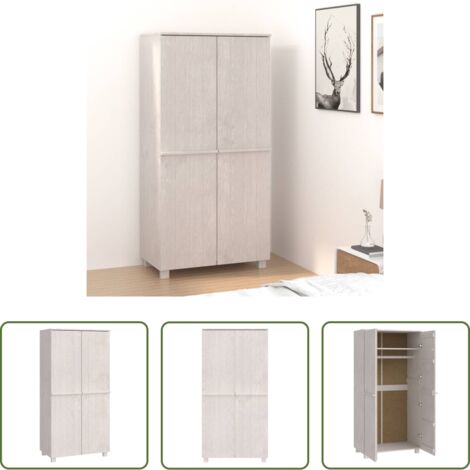 Armario de pino -  Armario HAMAR madera maciza de pino blanco 89x50x180 cm