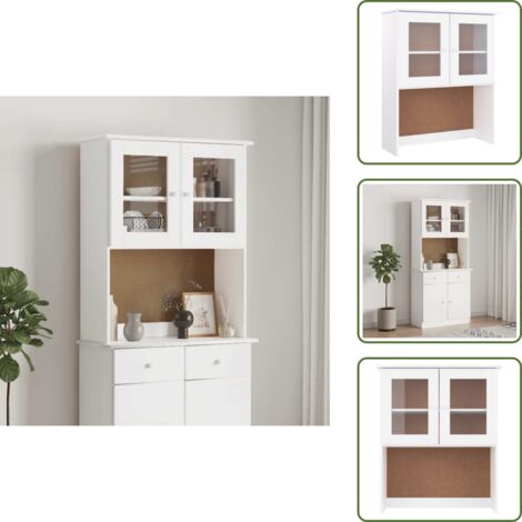 Armario de pino - vidaXL Armario superior de tocador ALTA madera pino blanco 77x30x92cm - Armario de almacenamiento