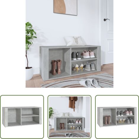 Armario de recibidor - Mueble zapatero madera contrachapada gris hormigón 100x35x45 cm