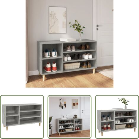Armario de recibidor - Mueble zapatero madera contrachapada gris hormigón 102x36x60 cm