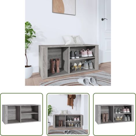 Armario de recibidor - Mueble zapatero madera contrachapada gris Sonoma 100x35x45 cm