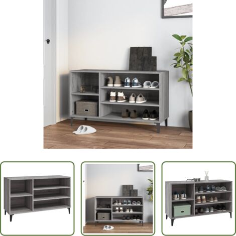 Armario de recibidor - Mueble zapatero madera contrachapada gris Sonoma 102x36x60 cm