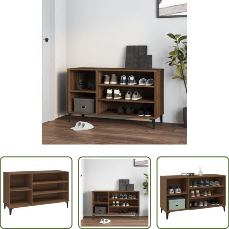 Armario de recibidor - Mueble zapatero madera contrachapada roble marrón 102x36x60 cm