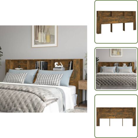 Armario de roble - vidaXL Mueble cabecero color roble ahumado 220x18,5x104,5 cm - Mueble de almacenamiento