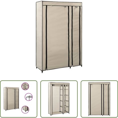 Armario de tela -  Armario plegable de tela color crema 110x45x175 cm