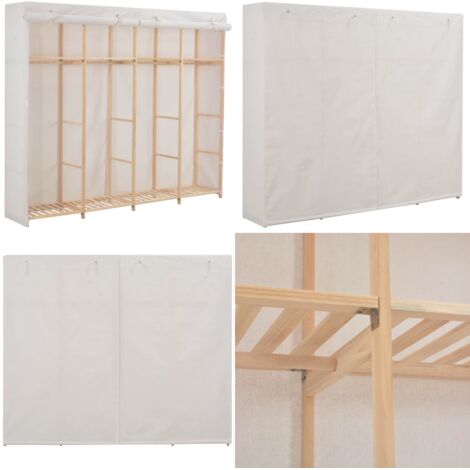 Armario de tela blanco 200x40x170 cm - Armario blanco - Armario de madera