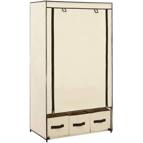 Armario de tela color crema 87x49x159 cm