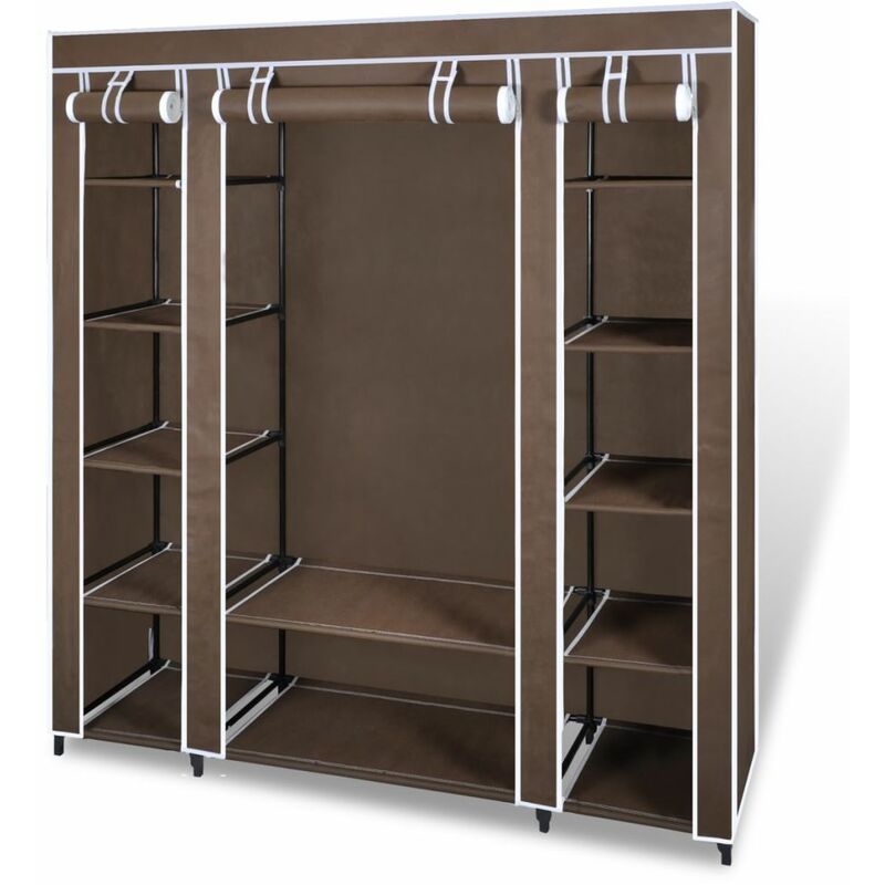 

Armario de tela compartimentos y varillas marron 45x150x176cm