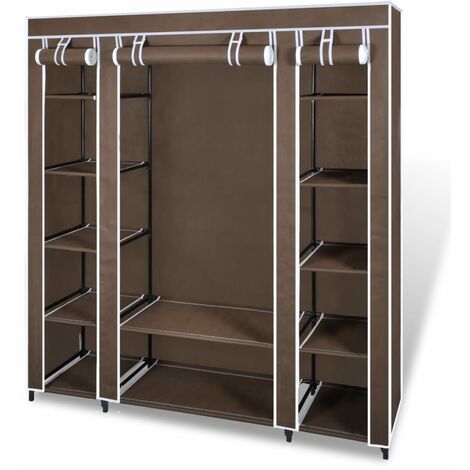 Armario de tela compartimentos y varillas marrón 45x150x176cm vidaXL