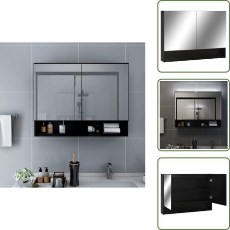 Armario de tocador - vidaXL Armario de baño con espejo negro 80x15x60 cm - Armario de baño negro